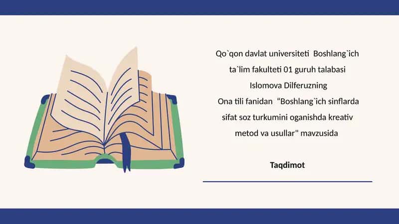 Boshlang`ich sinflarda sifat soz turkumini oganishda kreativ metod va usullar 1