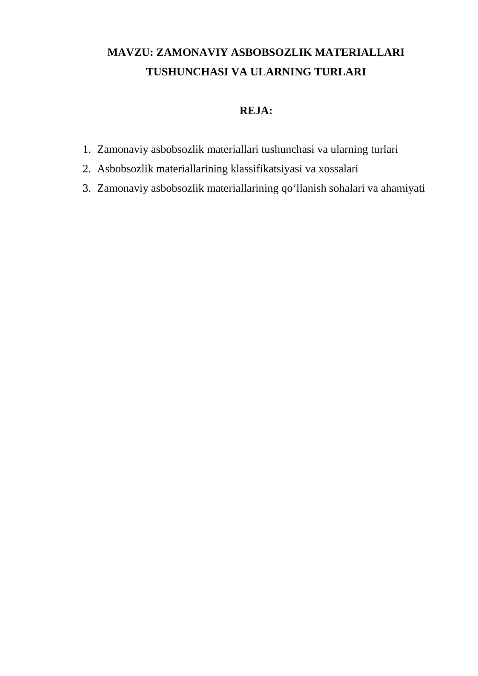 ZAMONAVIY ASBOBSOZLIK MATERIALLARI TUSHUNCHASI VA ULARNING TURLARI 1
