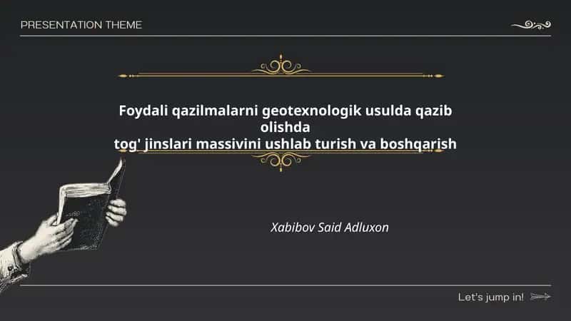 Foydali qazilmalarni geotexnologik usulda qazib olishda tog' jinslari massivini ushlab turish va boshqarish 1