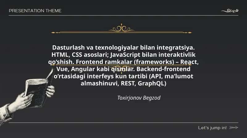 Dasturlash va texnologiyalar bilan integratsiya 1