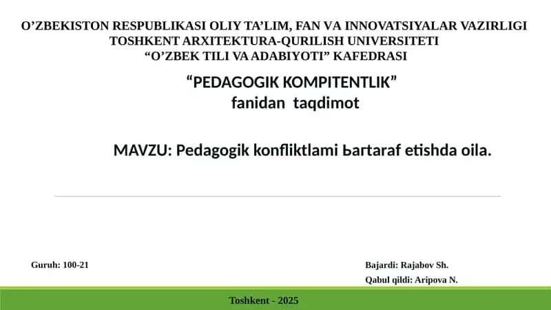 Pedagogik konfliktlami 1