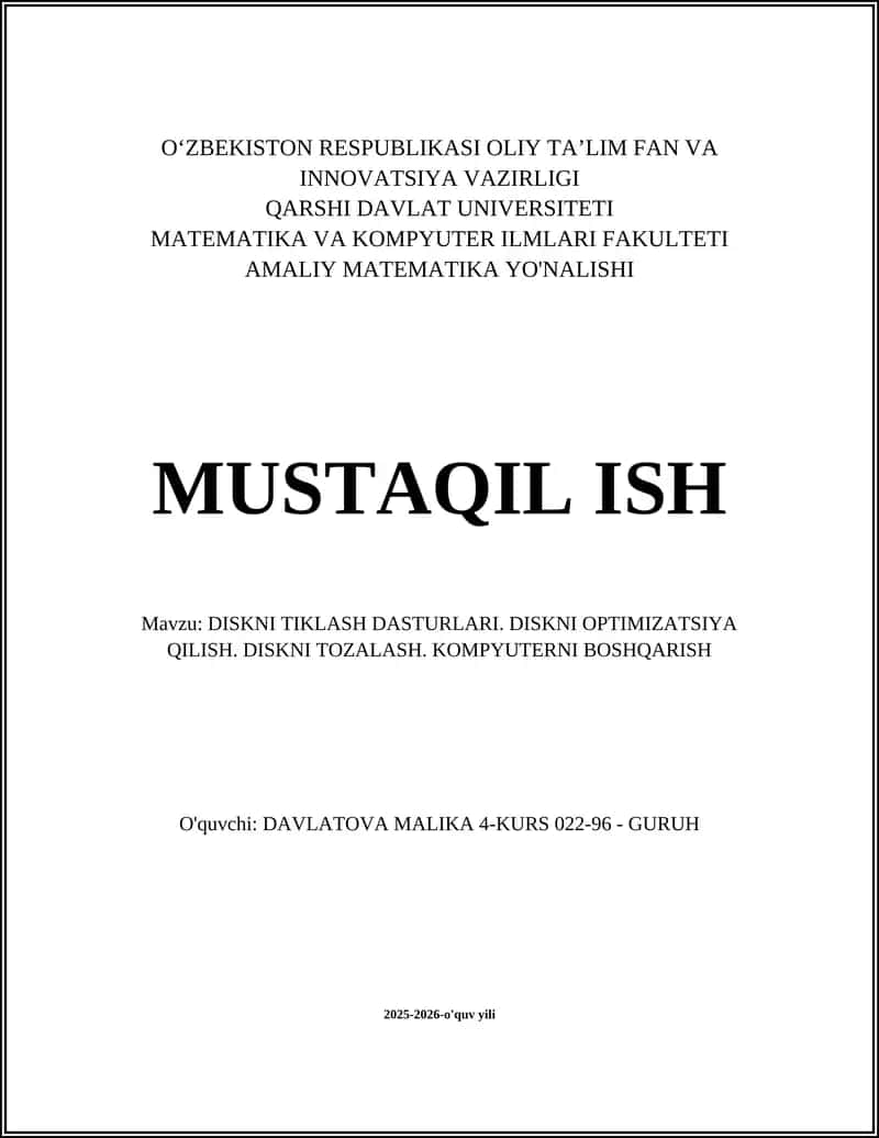 DISKNI TIKLASH DASTURLARI 1