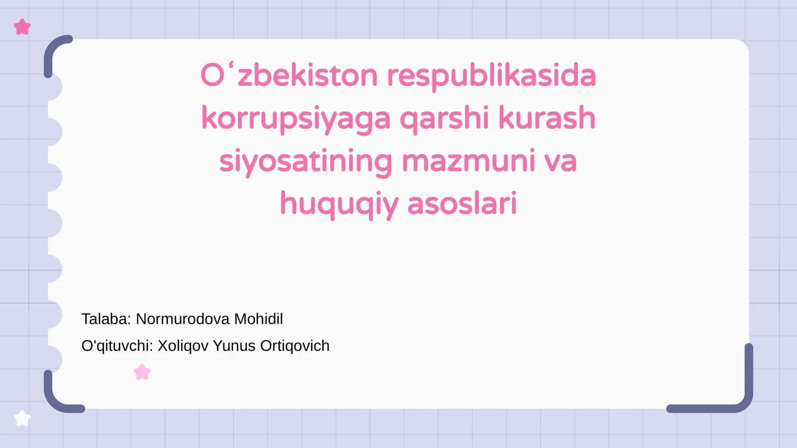 Oʻzbekiston Respublikasida korrupsiyaga qarshi kurash siyosatining mazmuni va huquqiy asoslari 1