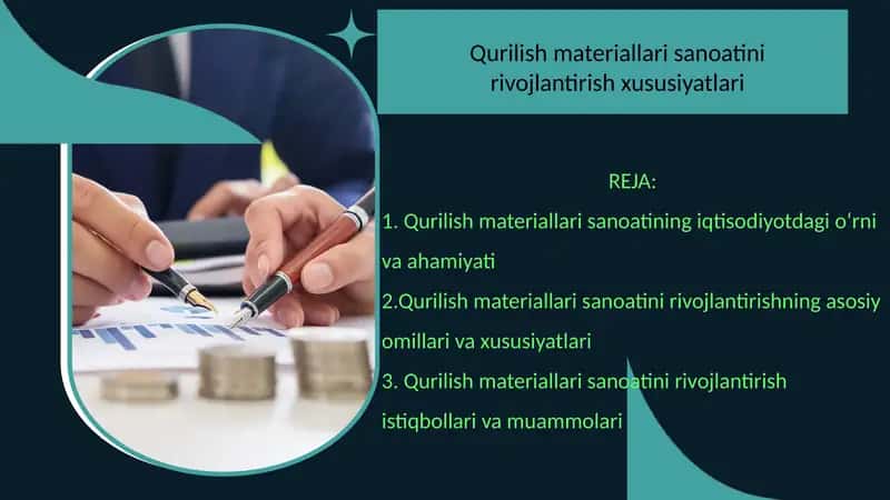 Qurilish materiallari sanoatini rivojlantirish xususiyatlari 1