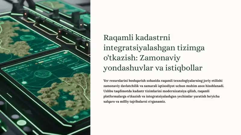 Raqamli kadastrni integratsiyalashgan tizimga o'tkazish: Zamonaviy yondashuvlar va istiqbollar 1