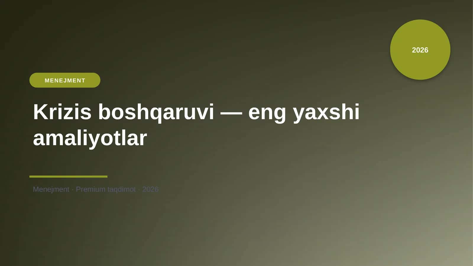 Krizis boshqaruvi — eng yaxshi amaliyotlar 1