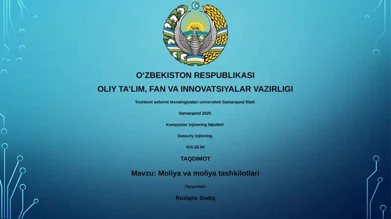 Moliya va moliya tashkilotlari 1