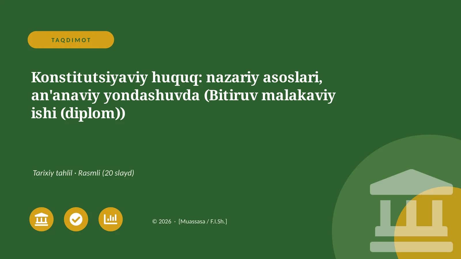 Konstitutsiyaviy huquq: nazariy asoslari, an'anaviy yondashuvda (Bitiruv malakaviy ishi (diplom)) 1