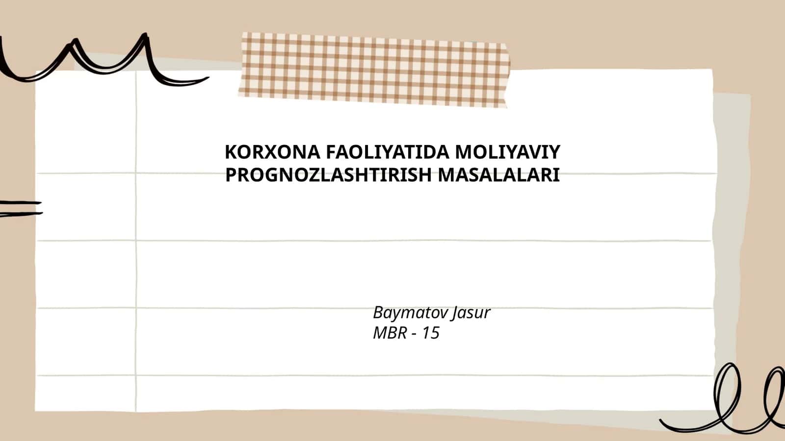 Moliyaviy Prognozlashning Nazariy va Metodologik Asoslari 1