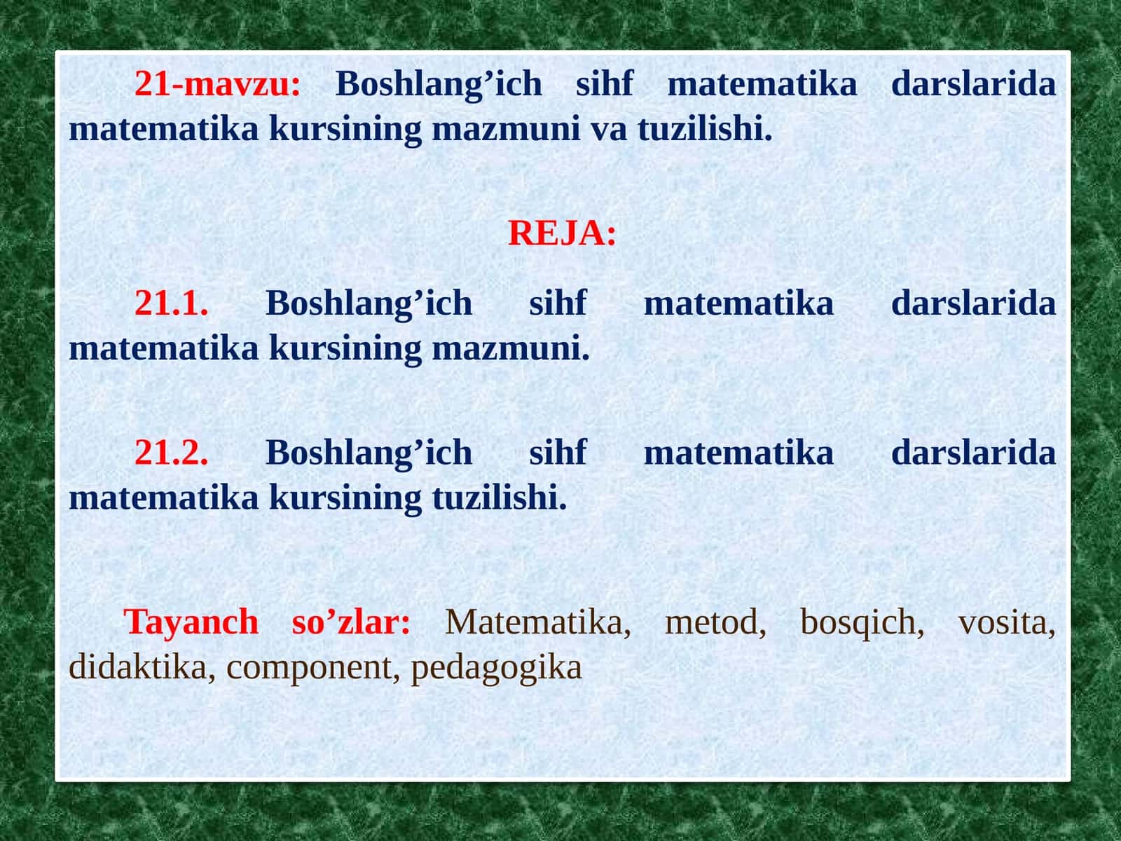 Boshlang’ich sihmatematika darslari 1