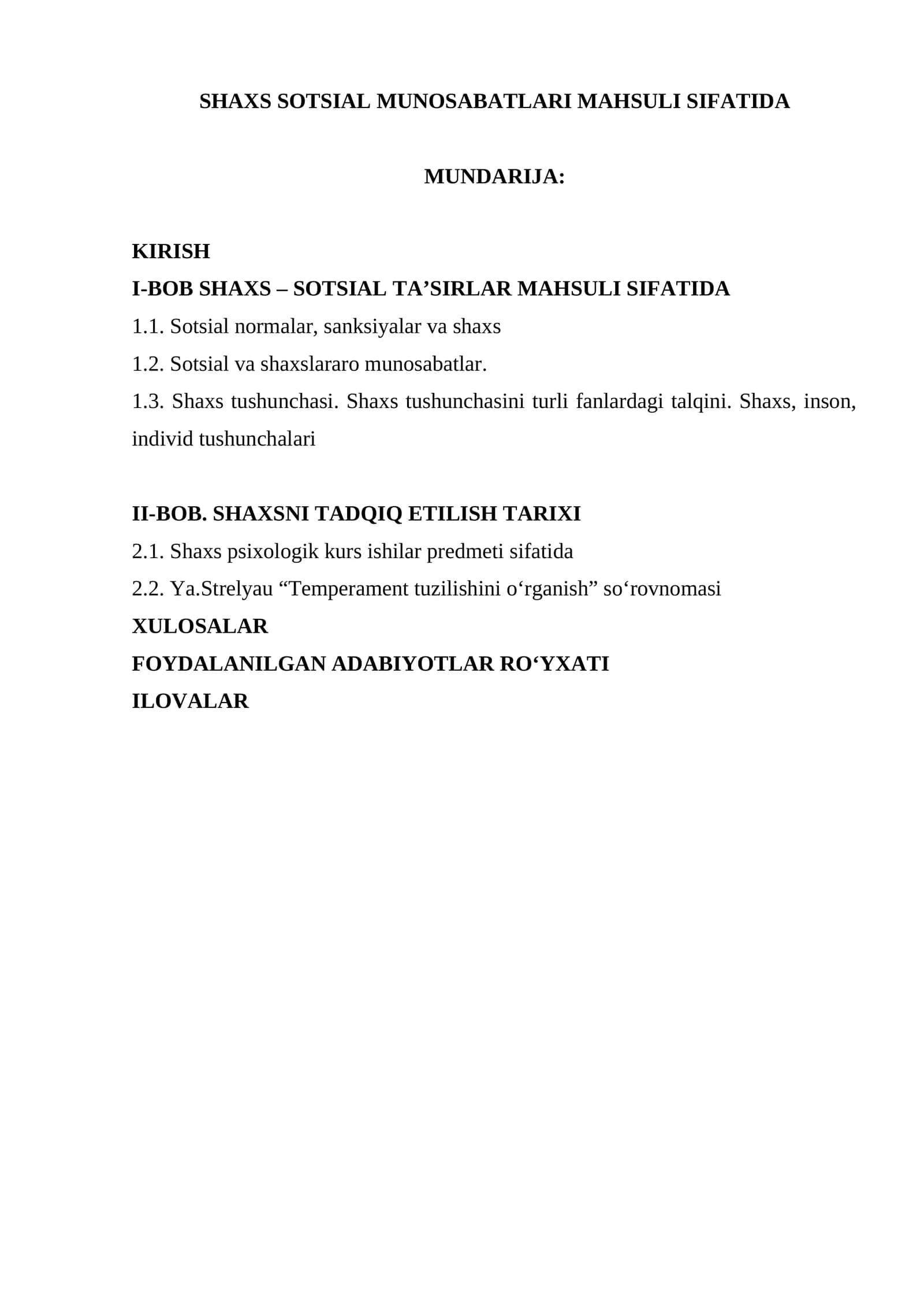 Shaxs Sotsial Munosabatlari Mahsuli Sifatida 1