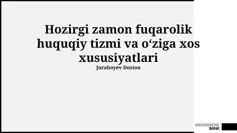 Zamonaviy Fuqarolik Huquqiy Tizimi 1