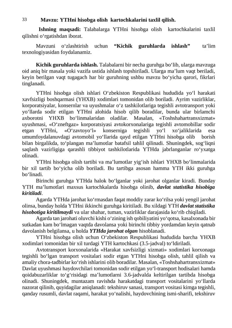 YTHni hisobga olish kartochkalarini taxlil qilish 1