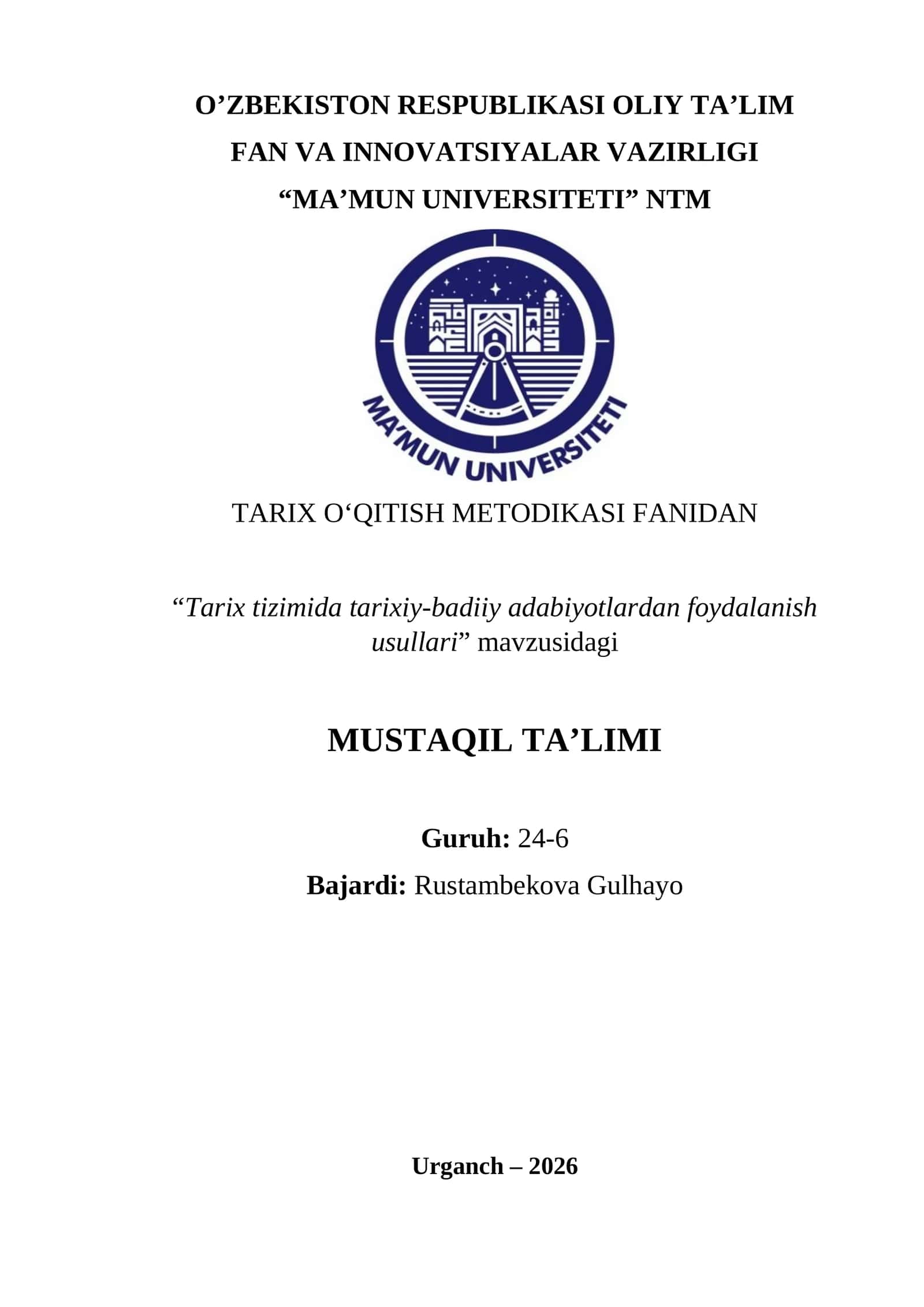 Tarix tizimida tarixiy-badiiy adabiyotlardan foydalanish usullari 1