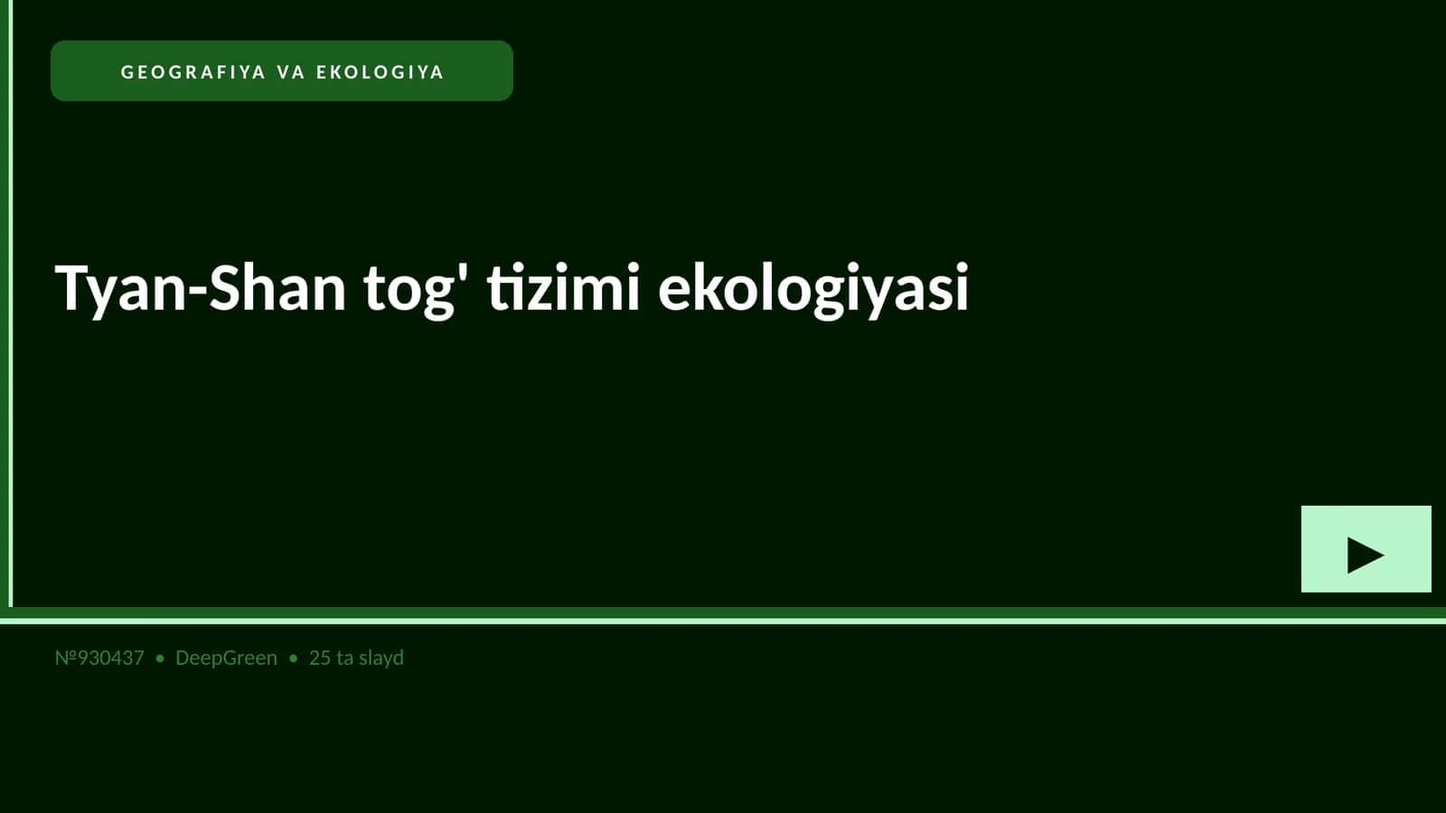 Tyan-Shan tog' tizimi ekologiyasi 1