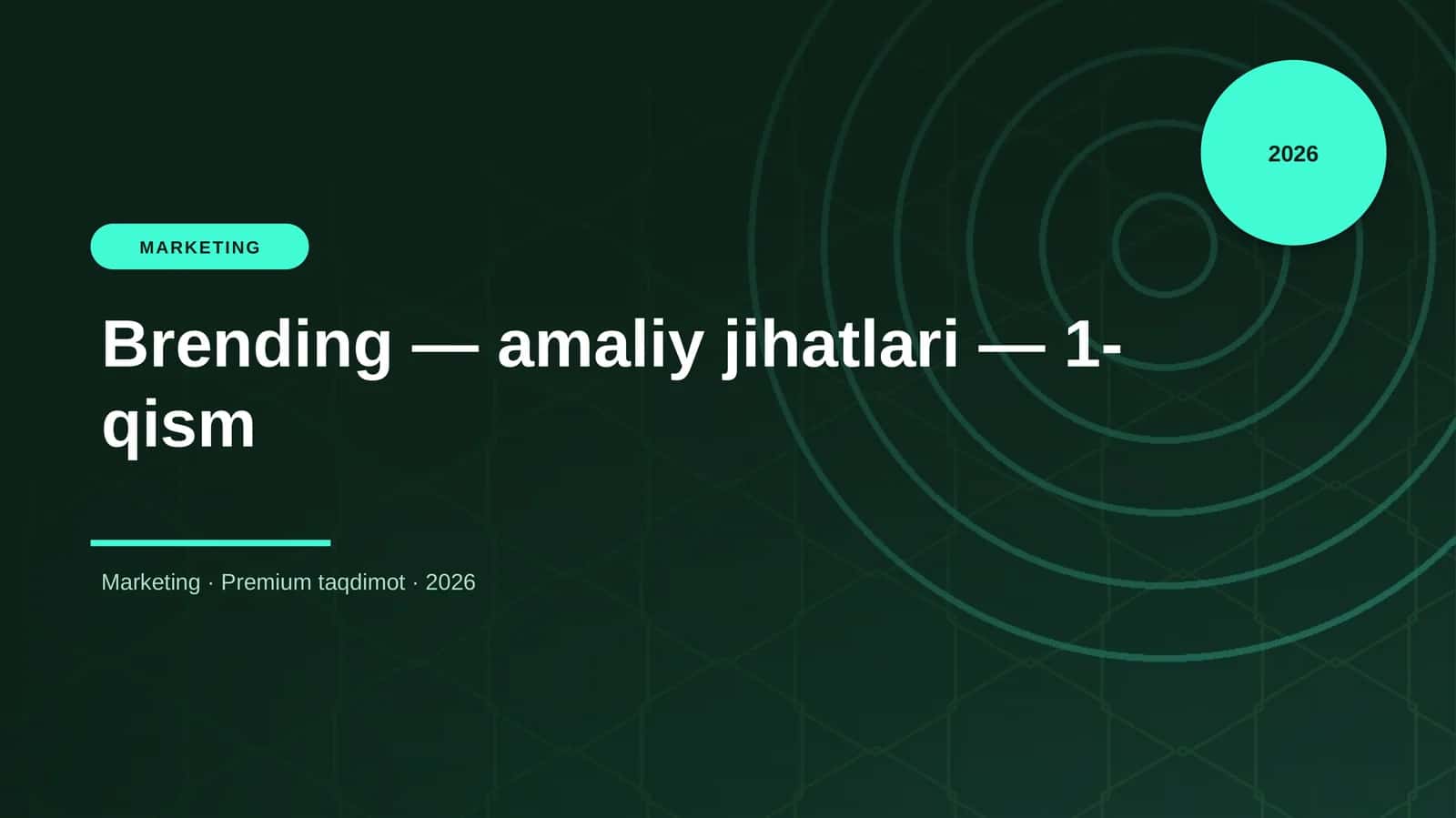Brending — amaliy jihatlari — 1-qism 1