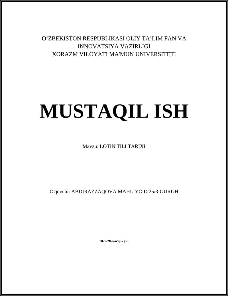 Lotin Tili Tarixi 1
