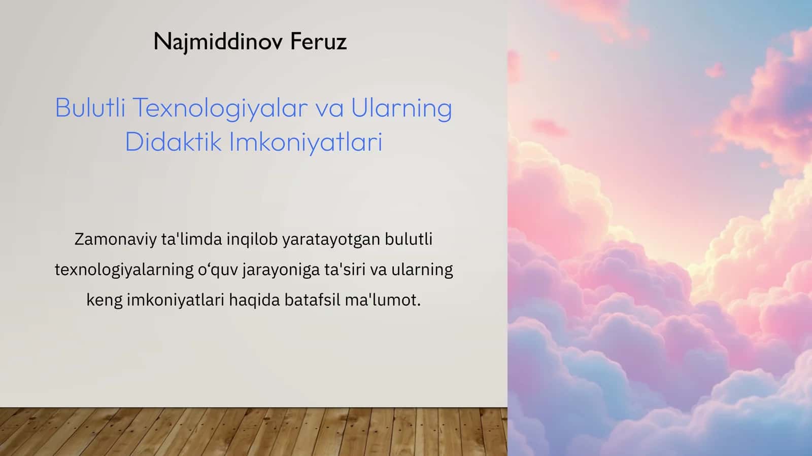 Bulutli Texnologiyalar va Ularning Didaktik Imkoniyatlari 1