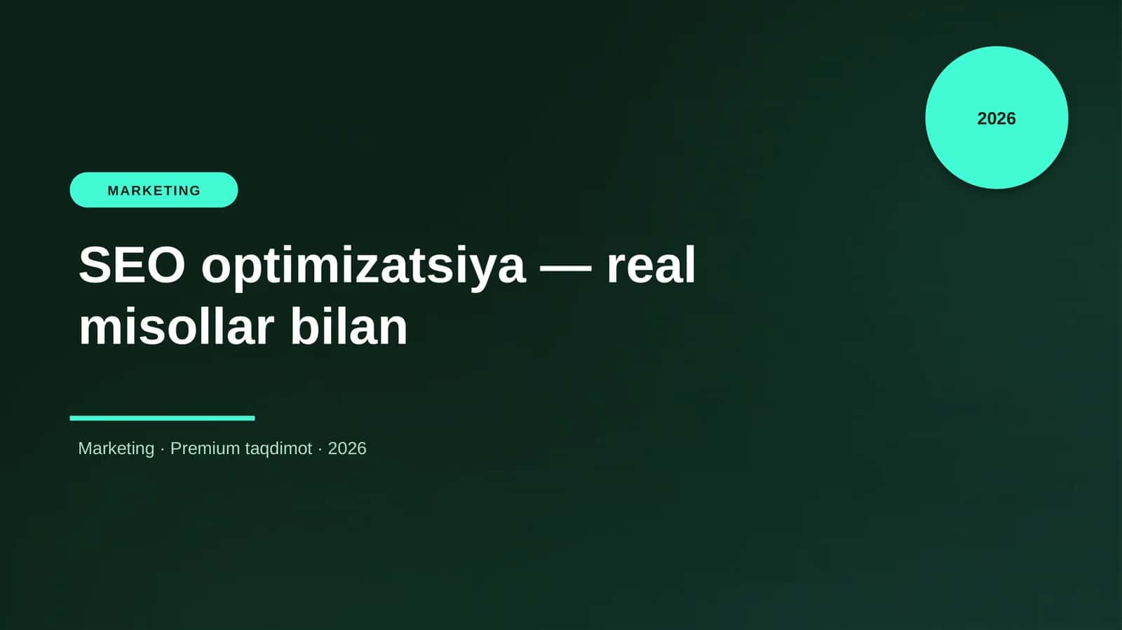 SEO optimizatsiya — real misollar bilan 1