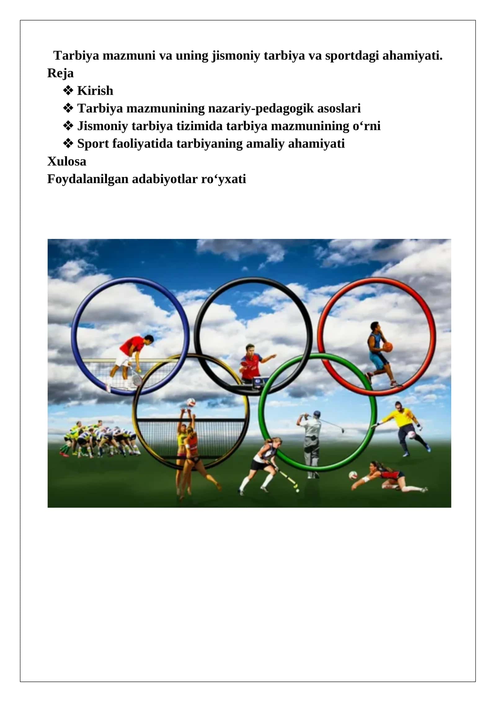 Tarbiya mazmuni va uning jismoniy tarbiya va sportdagi ahamiyati 1