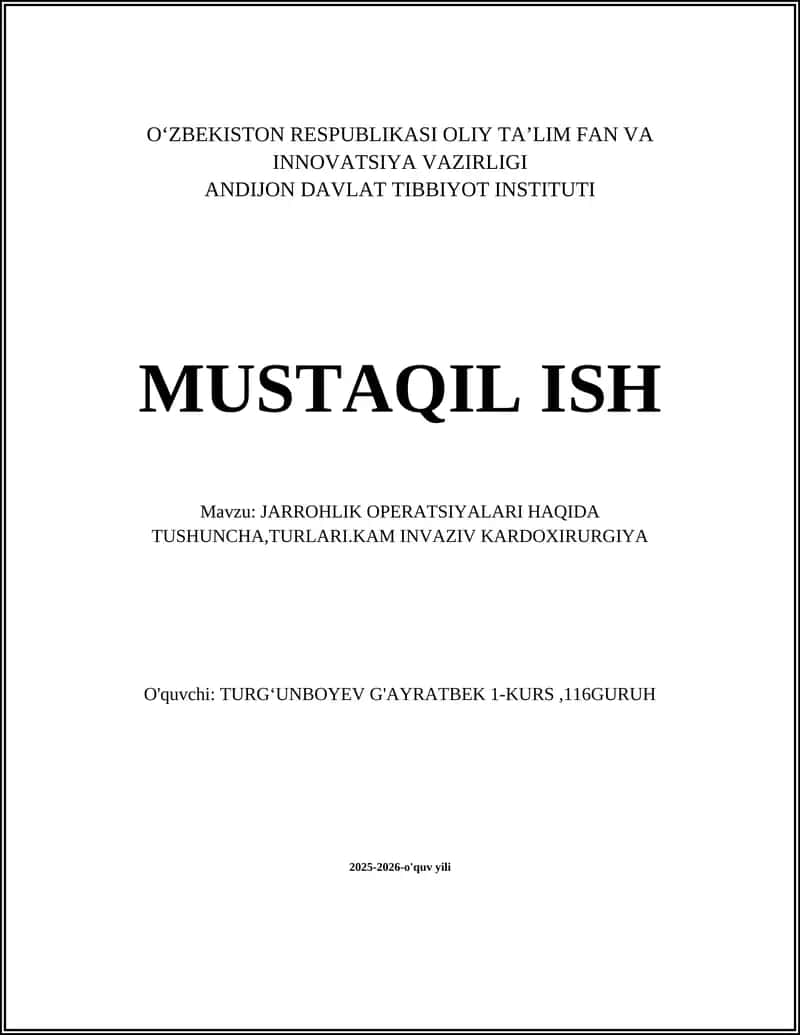 JARROHLIK OPERATSIYALARI HAQIDA TUSHUNCHA 1