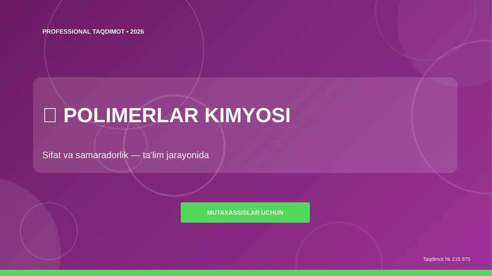 POLIMERLAR KIMYOSI 1