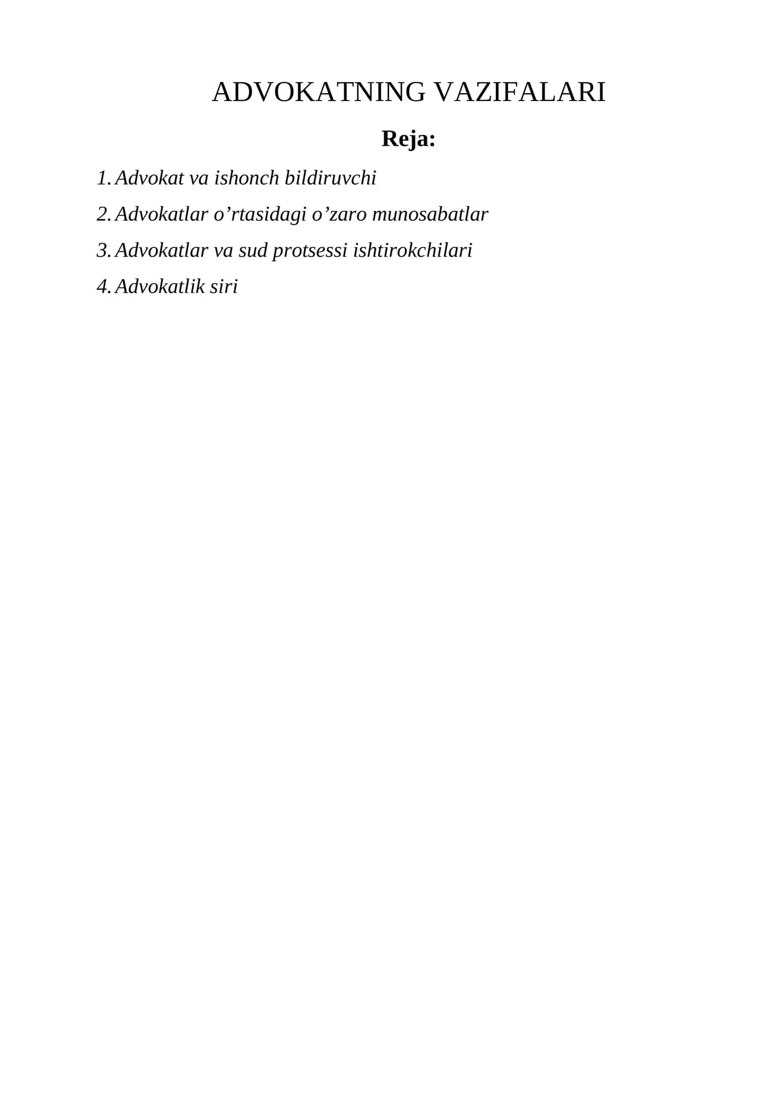 ADVOKATNING VAZIFALARI 1