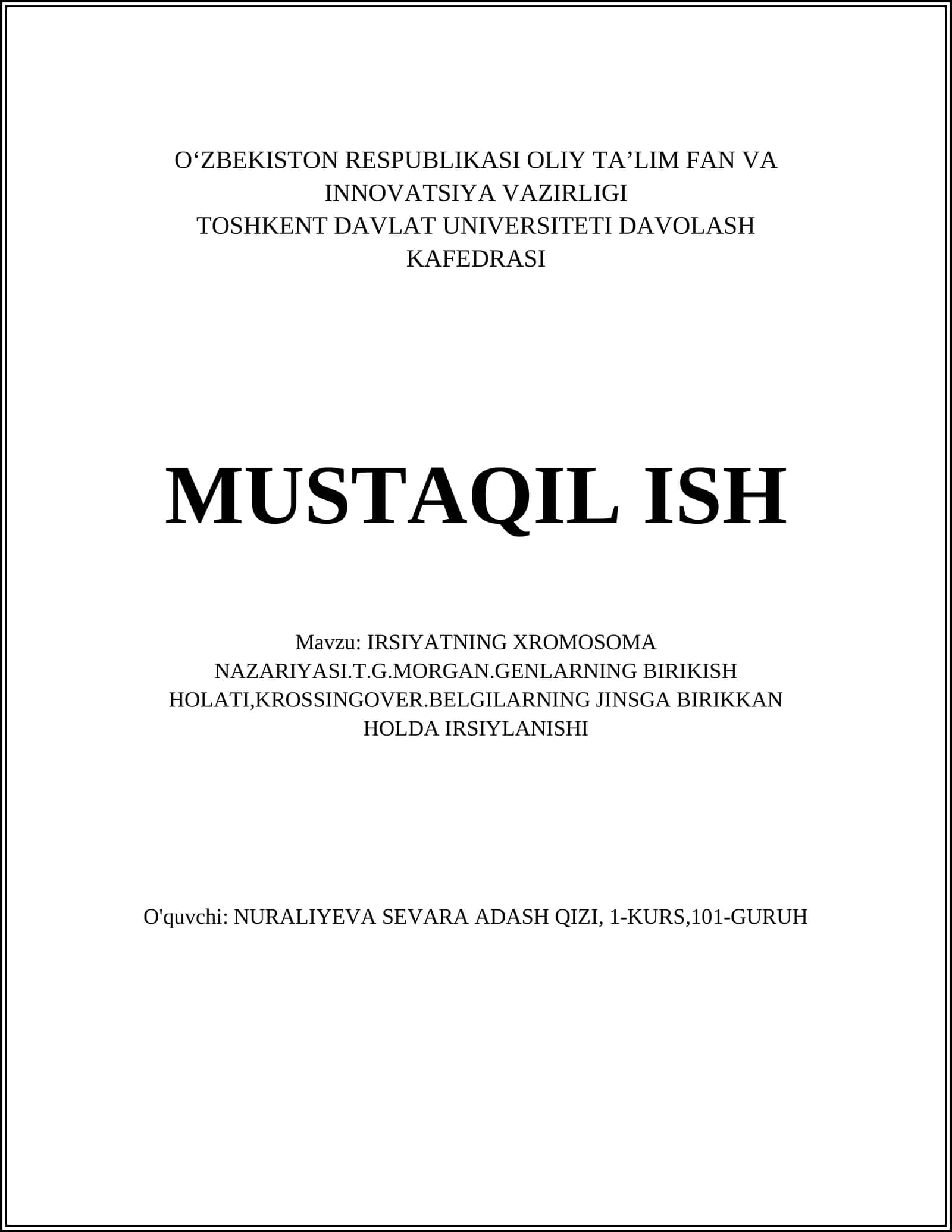 IRSIYATNING XROMOSOMA NAZARIYASI 1