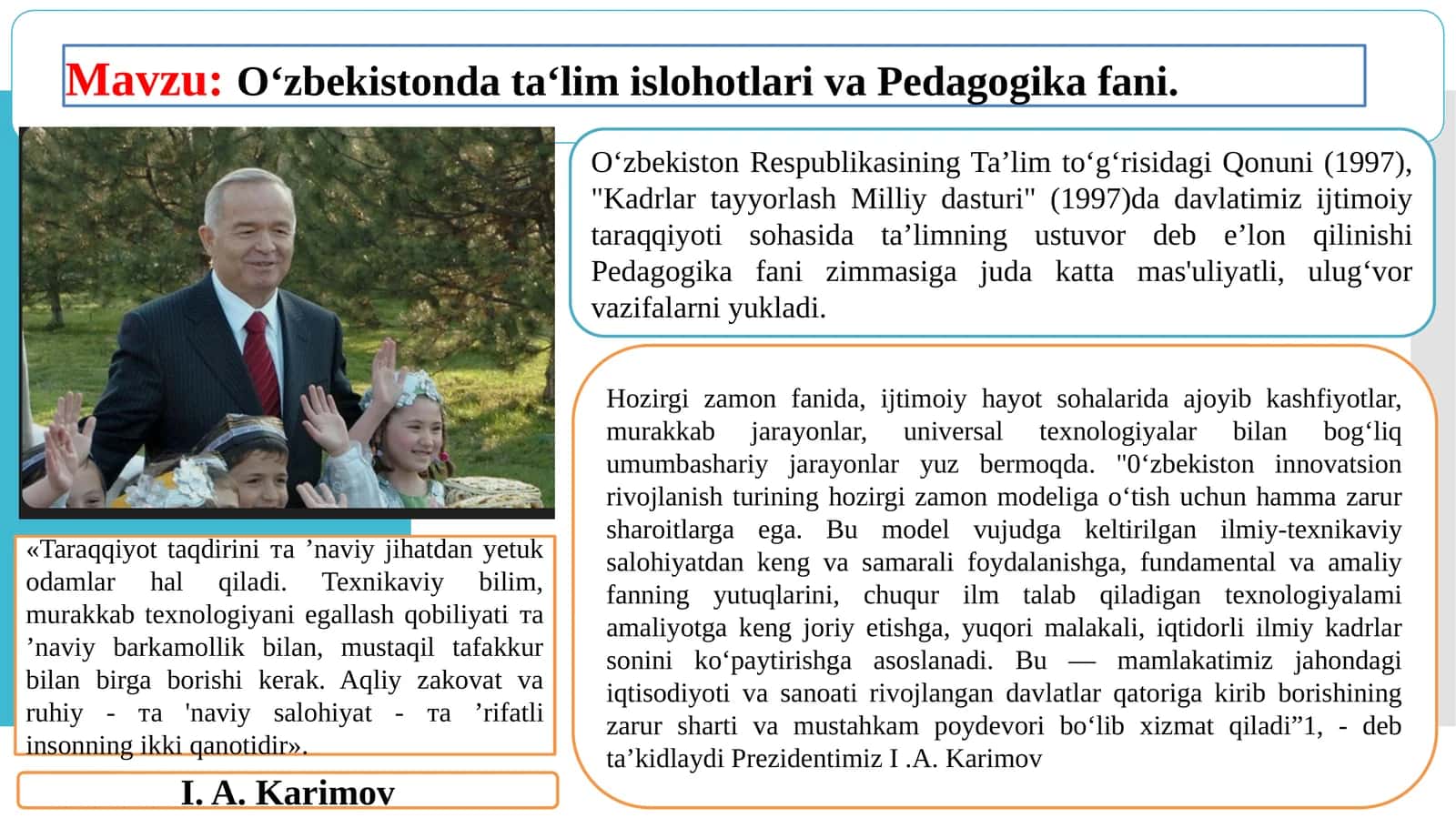 O‘zbekiston data o‘limi slohotlari va Pedagogika fanlari 1