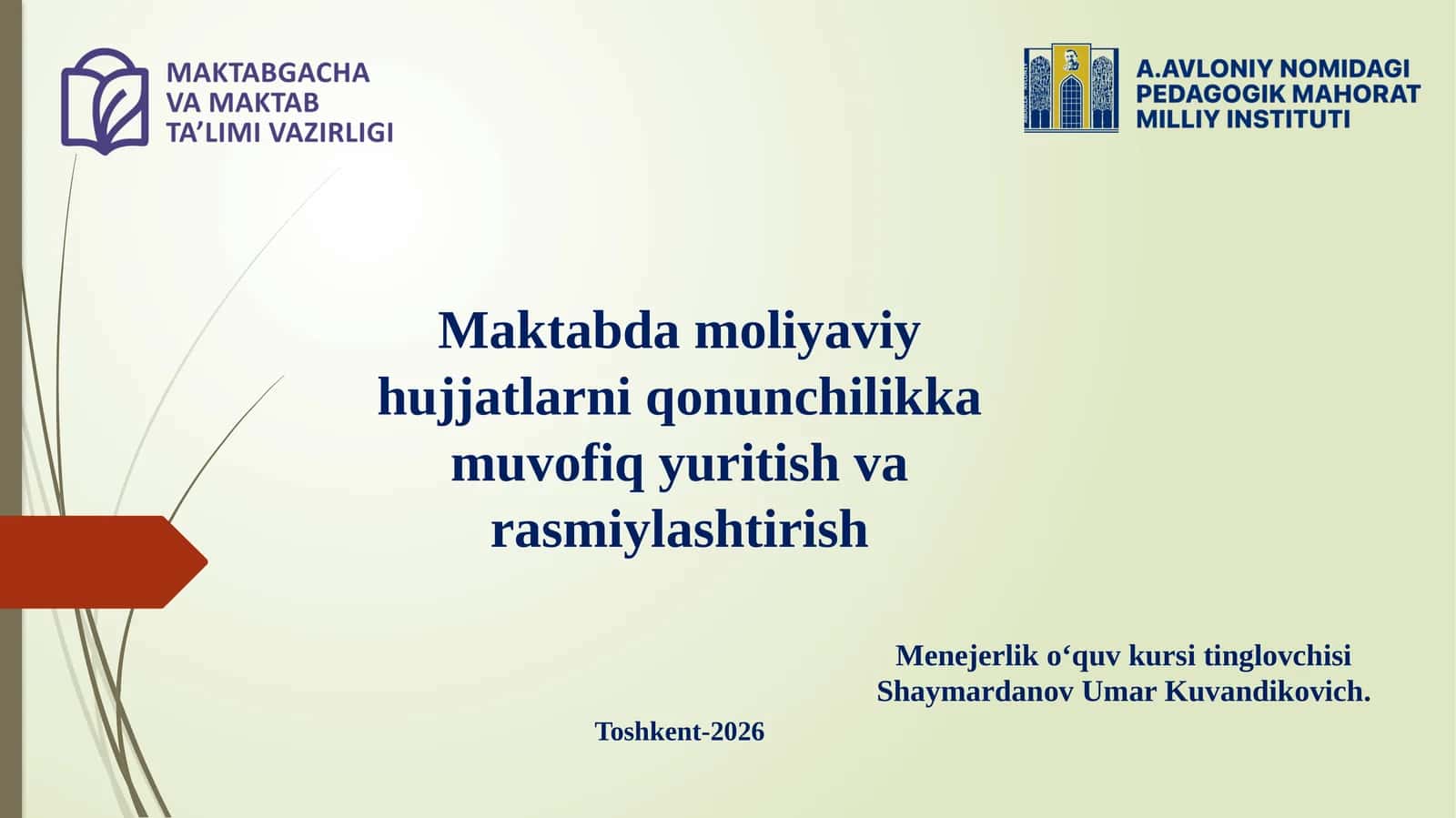 Moliyaviy hujjatlar yuritishi 1