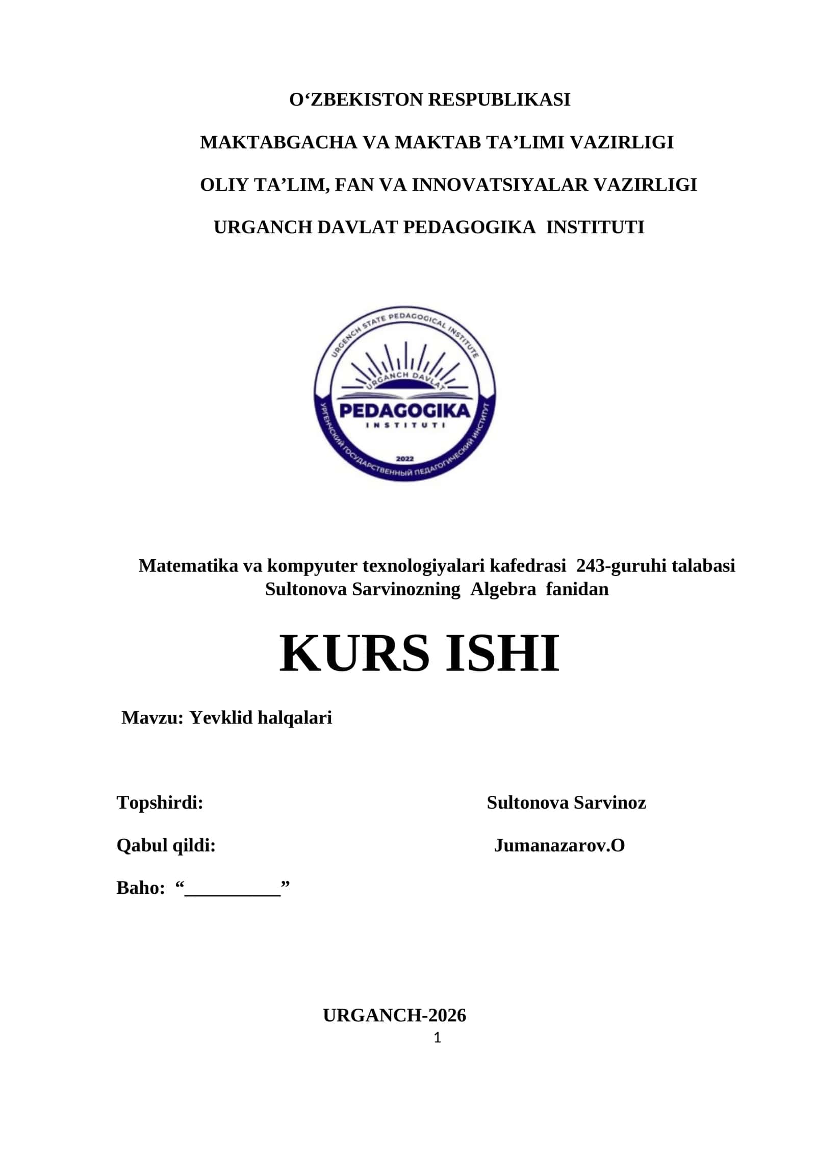 Yevklid halqalari 1