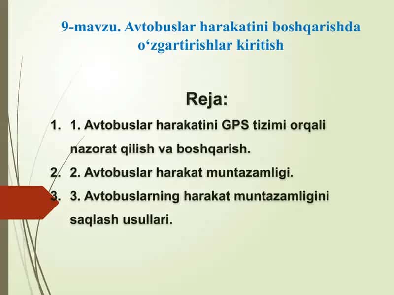 Avtobuslar harakatini GPS tizimi orqali nazorat qilish va boshqarish 1