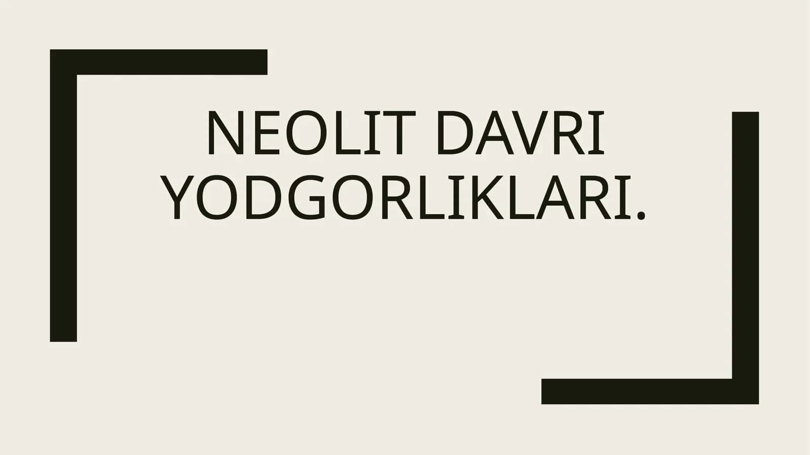 Neolit davri yodgorliklari 1