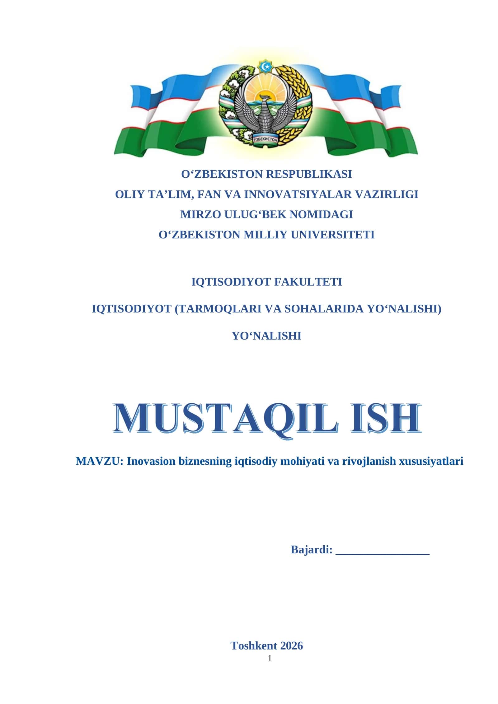 Inovasion biznesning iqtisodiy mohiyati va rivojlanish xususiyatlari 1