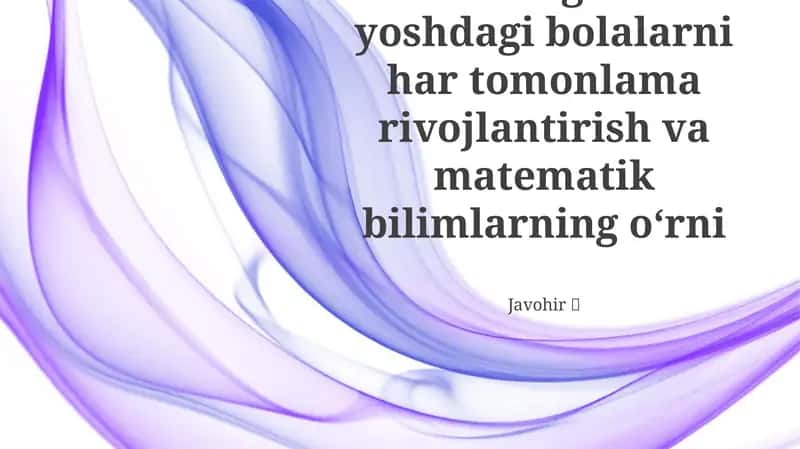 Erta Ta'lim Uchun Matematika Asoslari 1