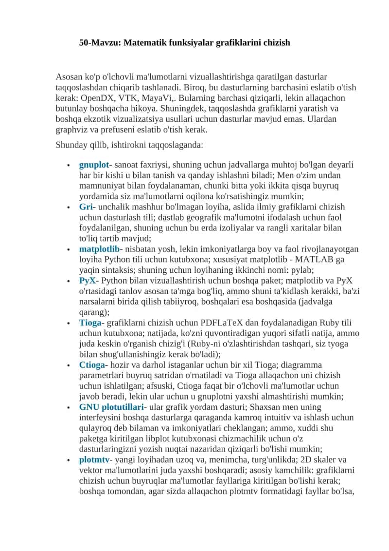 50-Mavzu: Matematik funksiyalar grafiklarini chizish 1