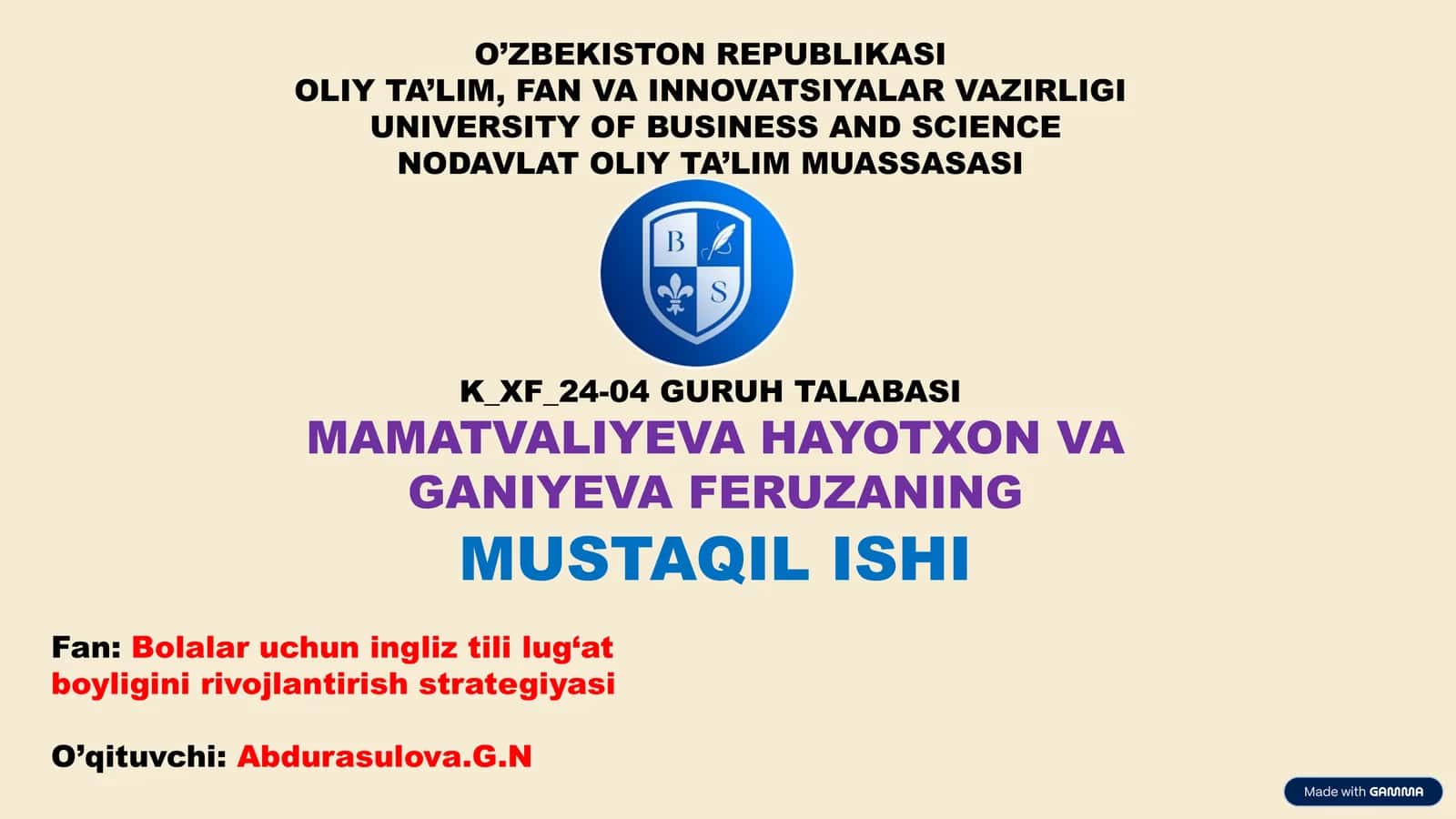Bolalar uchun ingliz tili lug‘at boyligini rivojlantirish strategiyasi 1