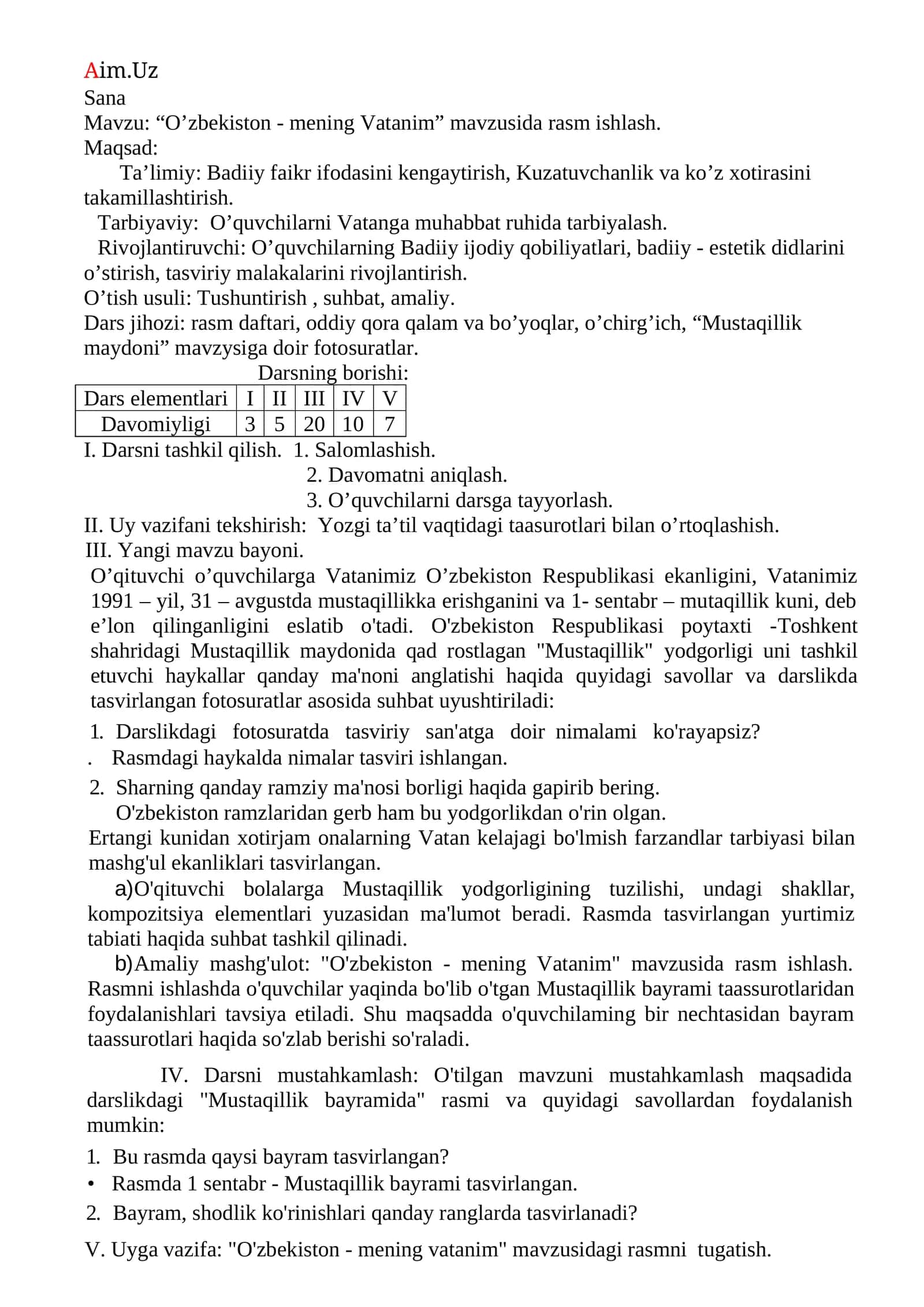 O’zbekiston - mening Vatanim 1