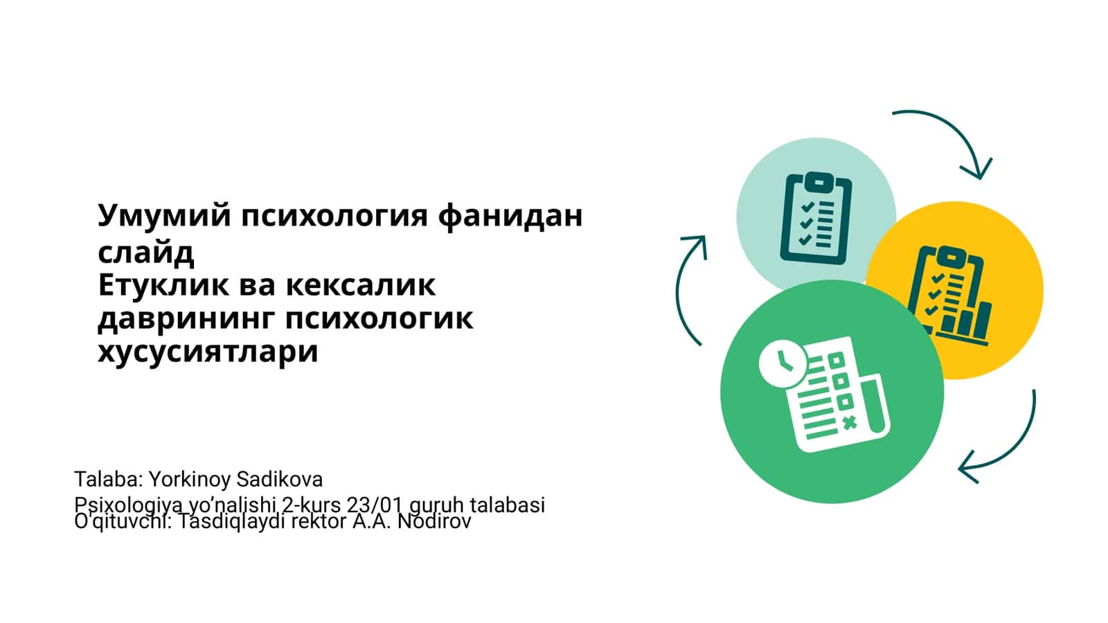 Умумий психология фанидан слайд 1