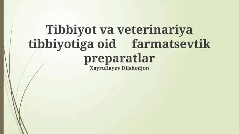 Farmatsevtika preparatlari: Tarix, Tasniflash va Ishlab Chiqarish 1