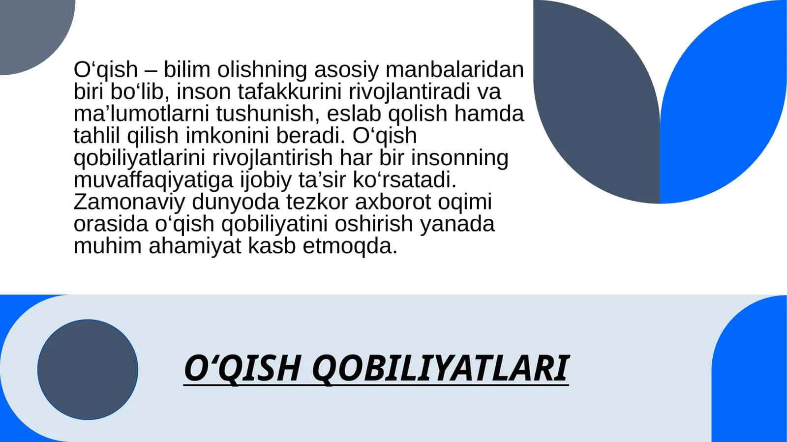 O'qish Qobiliyatlari 1