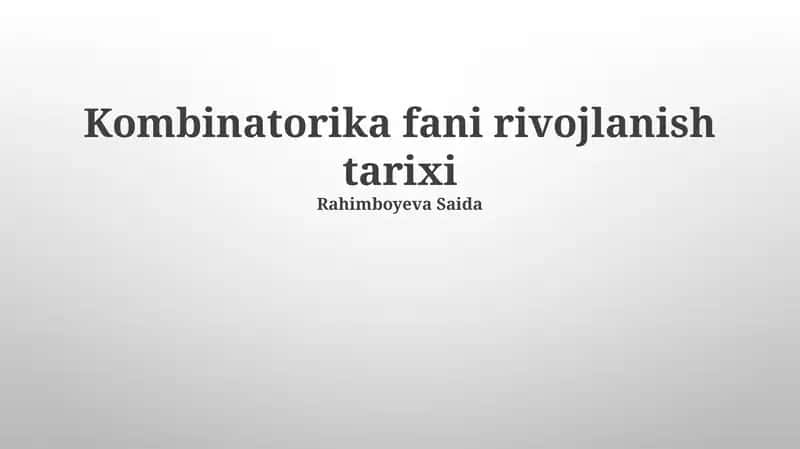 Kombinatorika fani rivojlanish tarixi 1