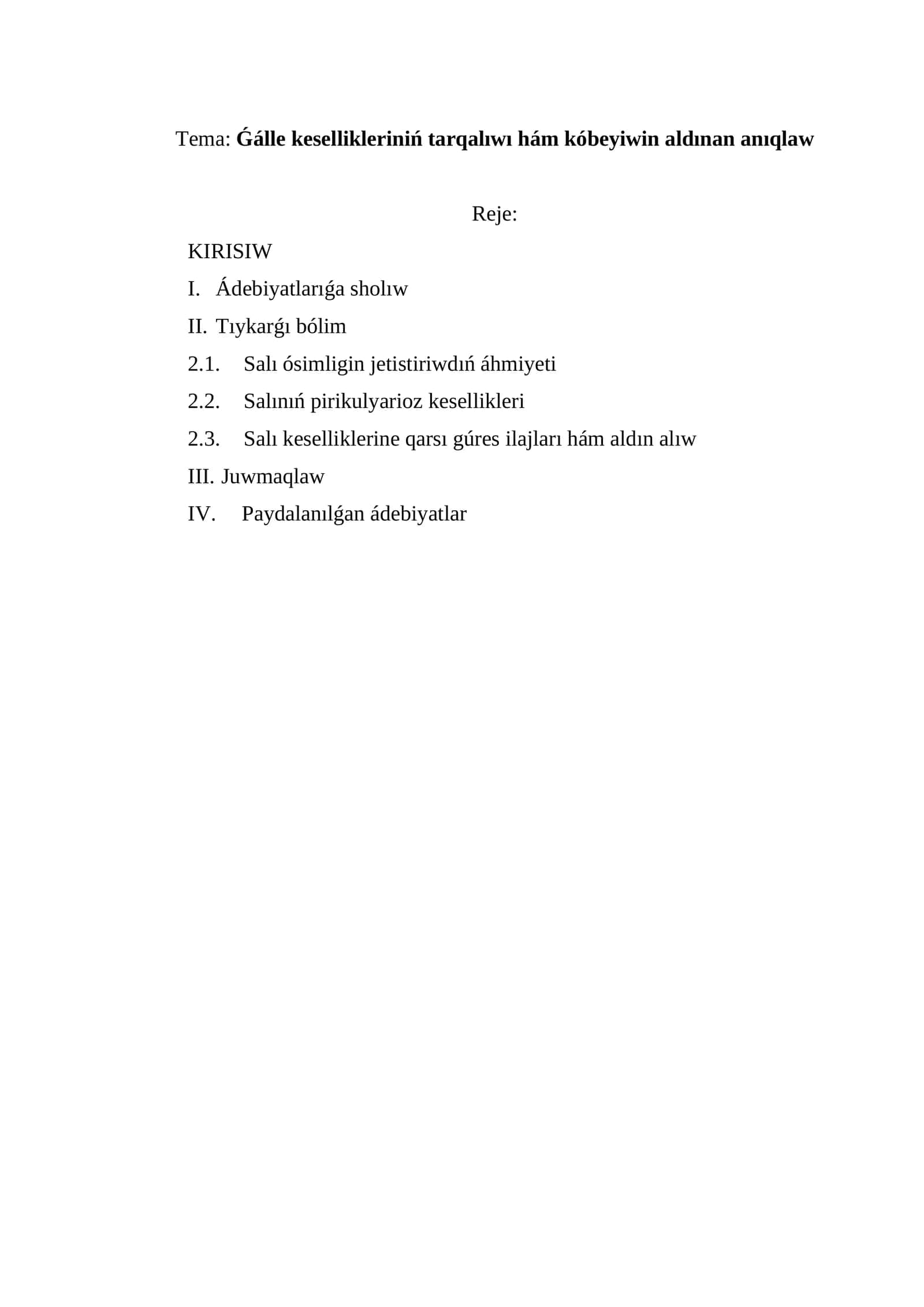 Salı kesellikleriniń tarqalıwı hám kóbeyiwin aldınan anıqlaw 1