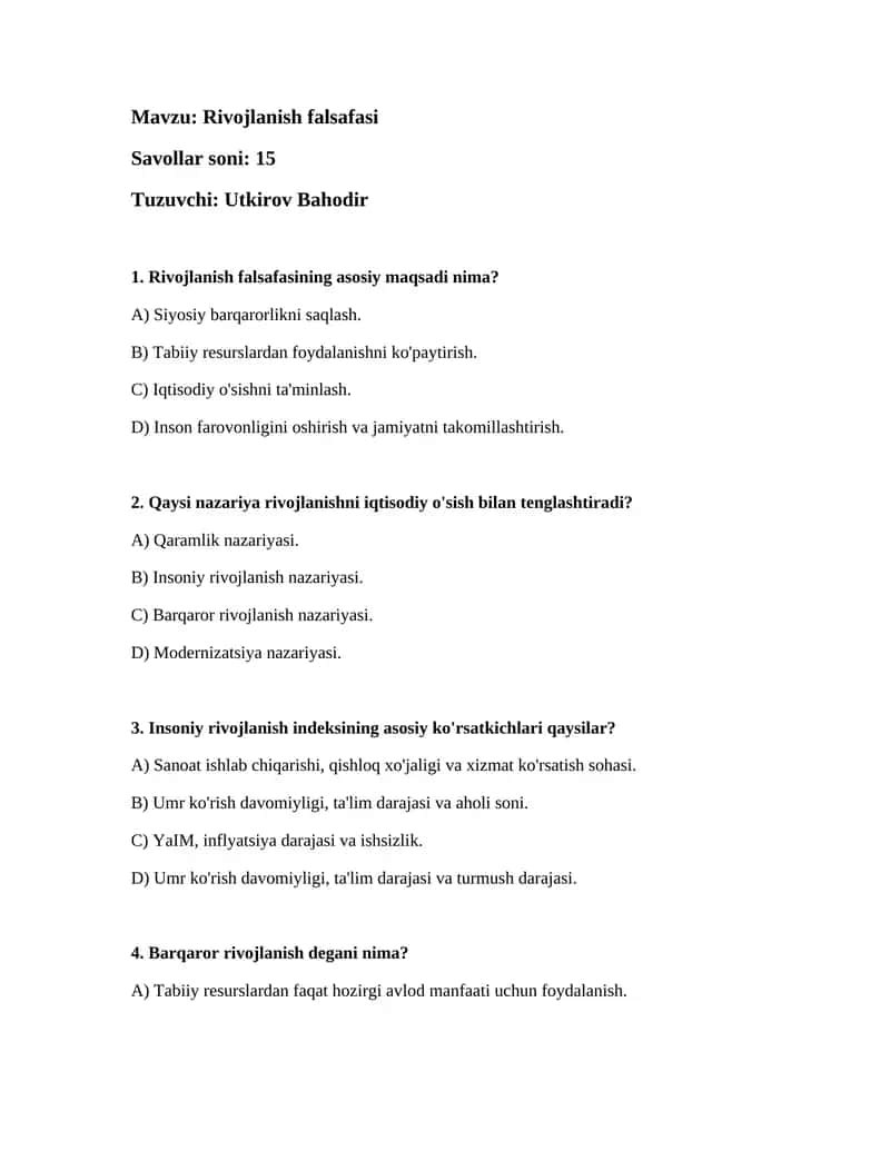 Rivojlanish falsafasi 1