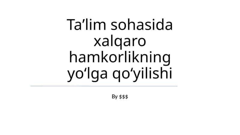 Xalqaro Ta'lim Hamkorligi 1