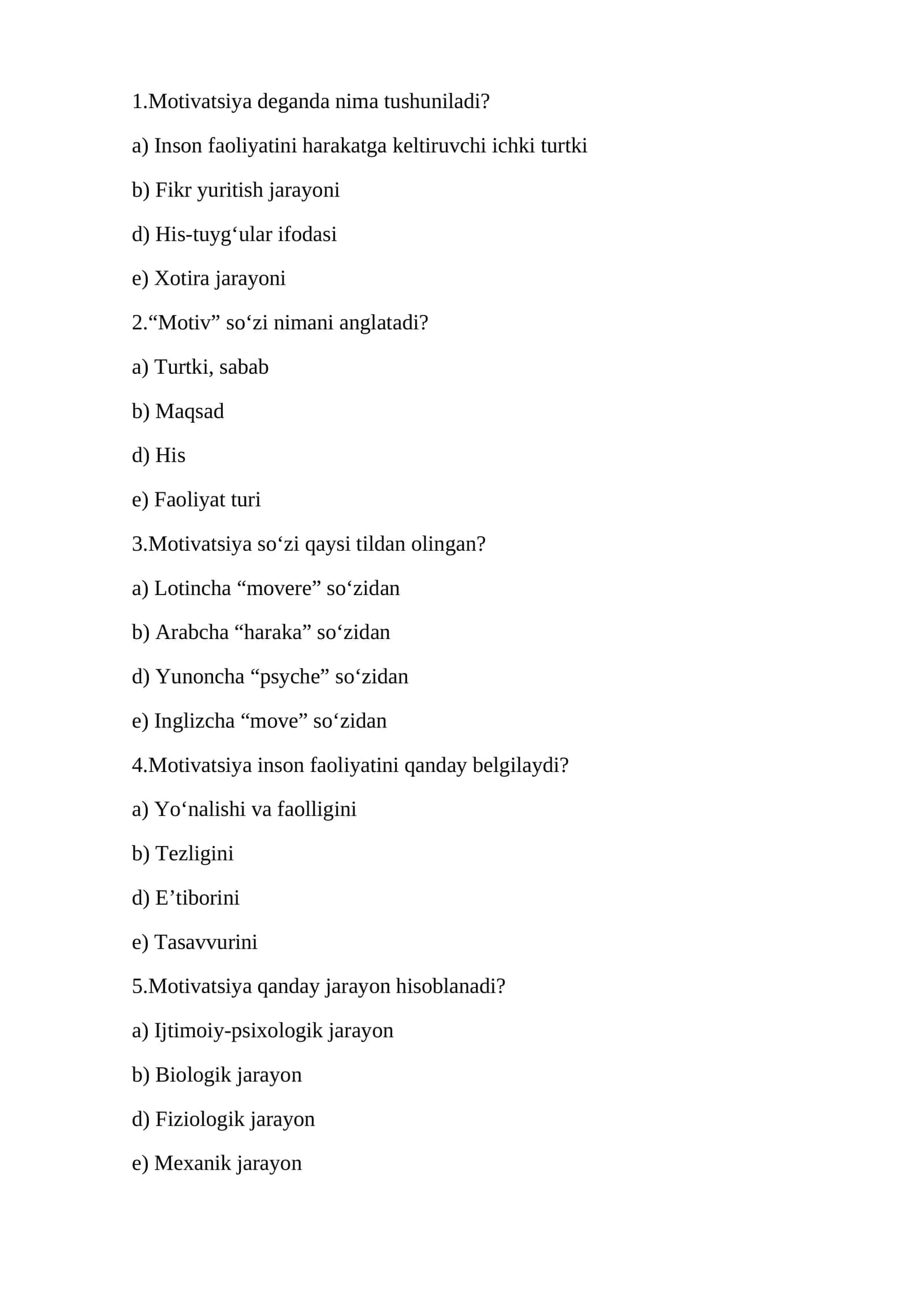 Umumiy psixologiya test 1