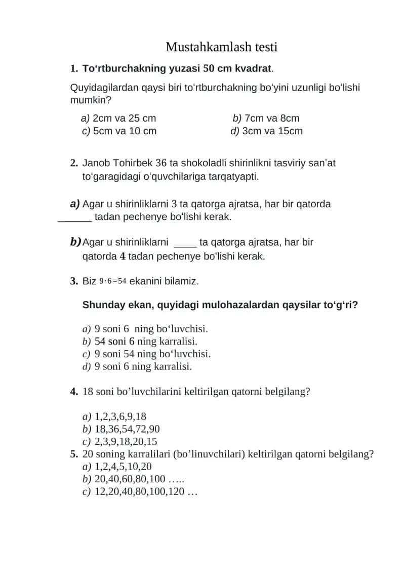 Mustahkamlash testi 1