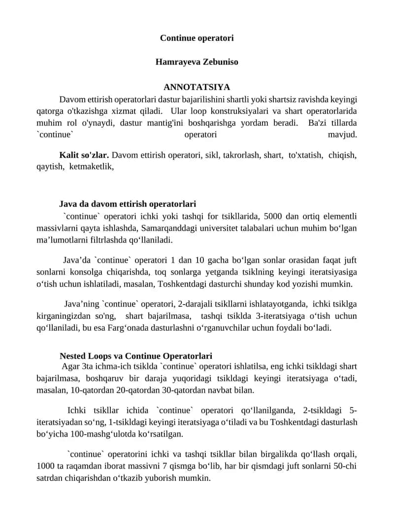 Davom ettirish operatorlari 1