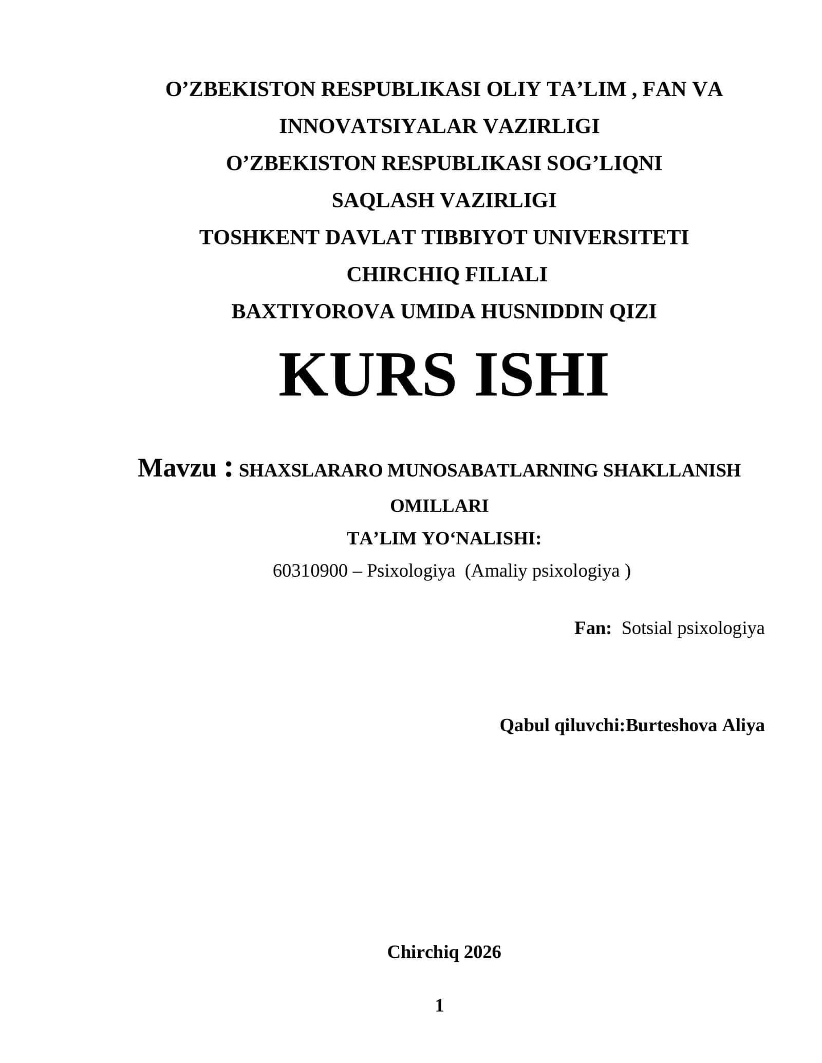 SHAXSLARARO MUNOSABATLARNING SHAKLLANISH OMILLARI 1