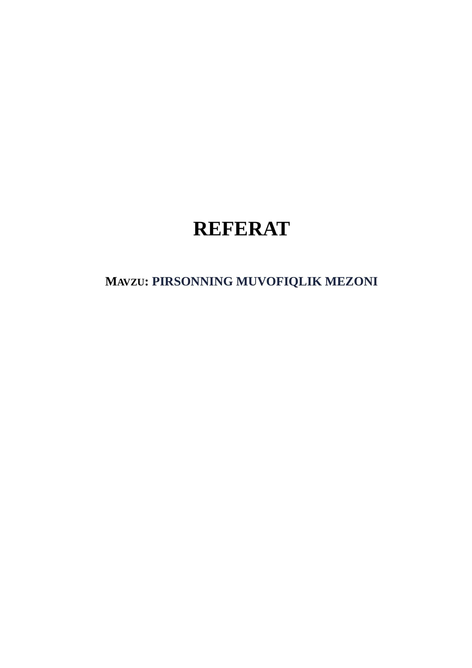 PIRSONNING MUVOFIQLIK MEZONI 1